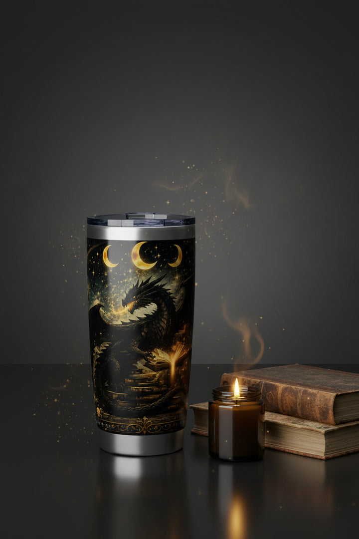 Dark Academia Dragon Moon Tumbler — Bookish Gift for Fantasy Readers