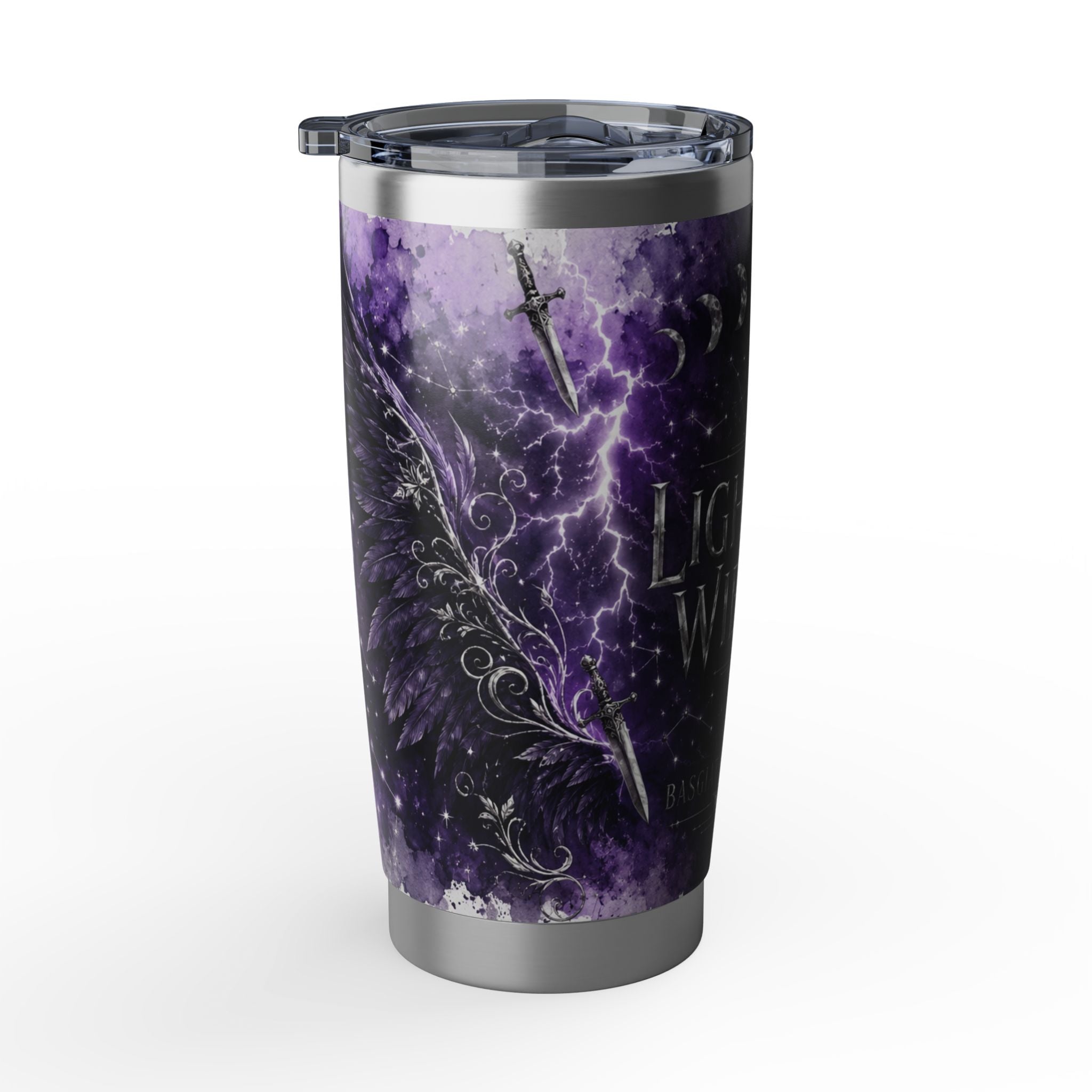 Lightning Wielder 20oz Tumbler — Purple Cosmic Moon Phase Travel Cup