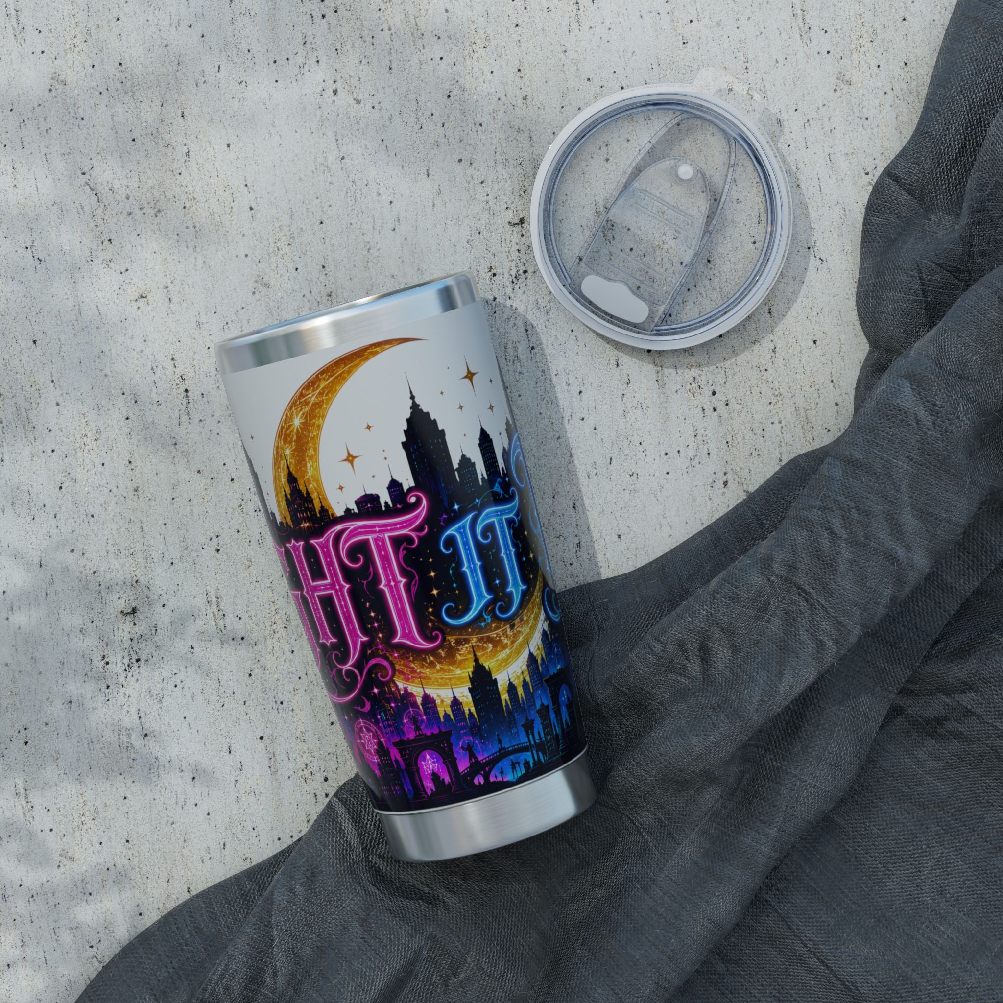 Night City Vagabond 20oz Tumbler | Moonlit Skyline Stanley-Style Travel Mug