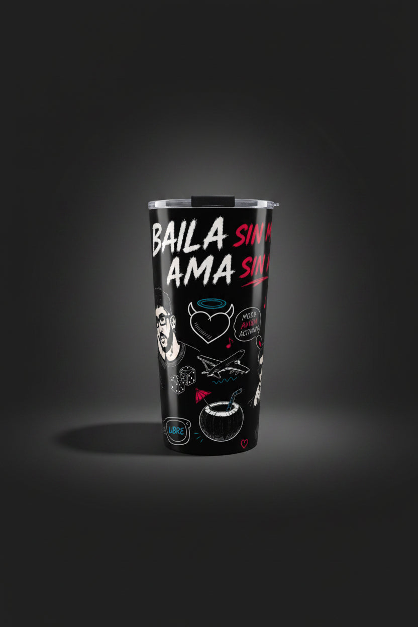 20oz Insulated Tumbler - Neon Latin Vibes Stainless Steel Travel Cup | Funny Spanish Gift
