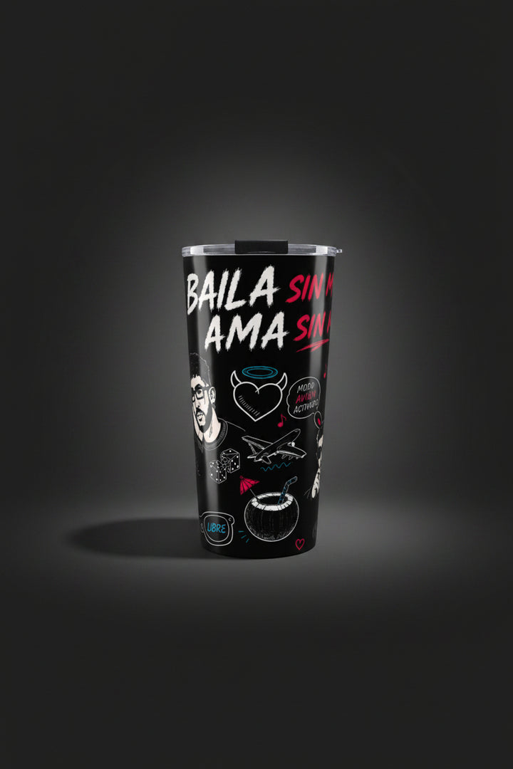 20oz Insulated Tumbler - Neon Latin Vibes Stainless Steel Travel Cup | Funny Spanish Gift