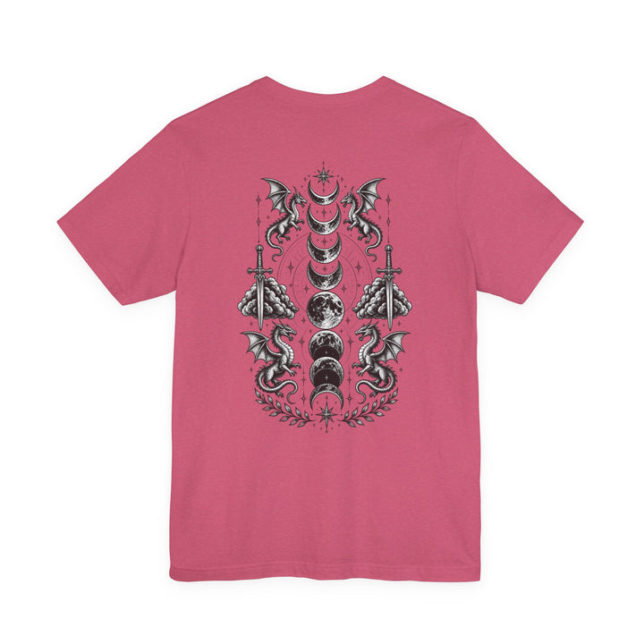 Basgiath Gothic Dragon Tee | BookTok Fantasy Graphic T-Shirt | Dragon &amp; Moon Phase Crest