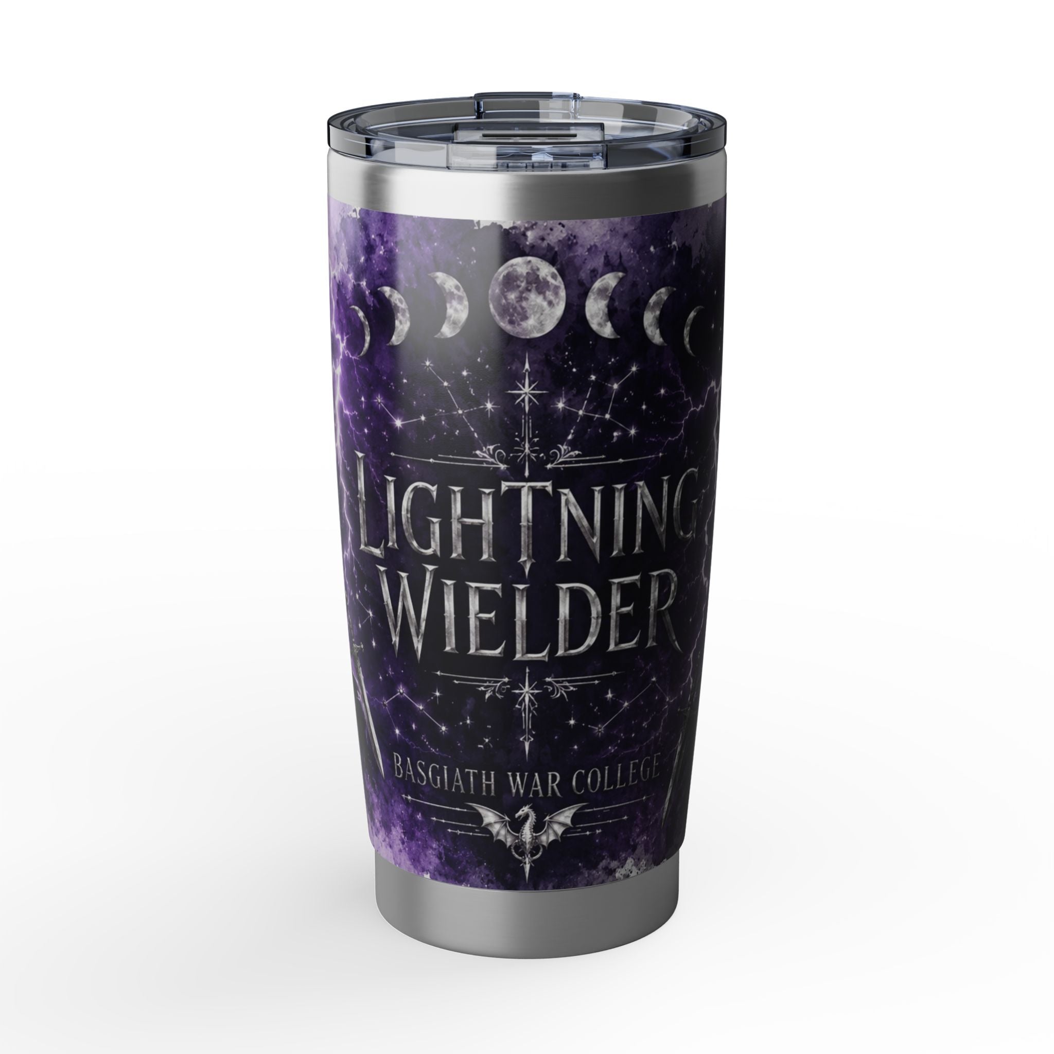 Lightning Wielder 20oz Tumbler — Purple Cosmic Moon Phase Travel Cup