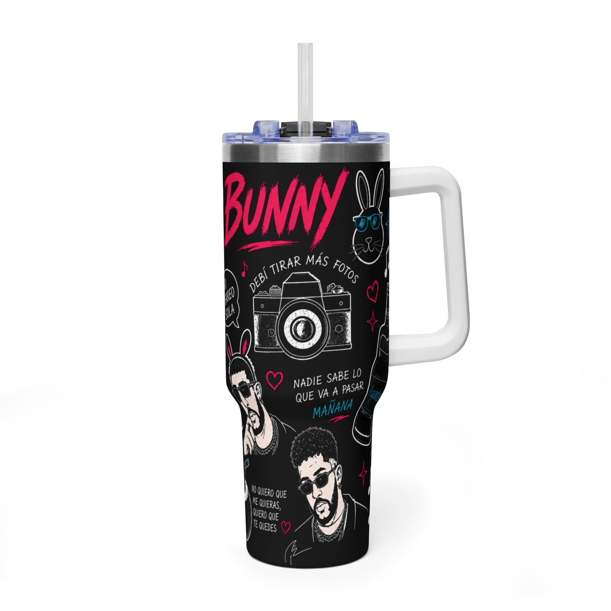 Neon Doodle 40oz Tumbler – Latin Music Fan Travel Cup