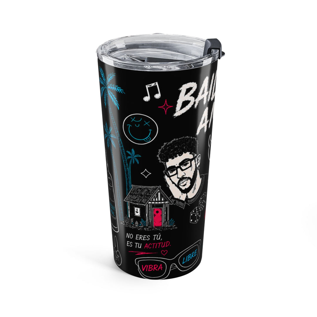 20oz Insulated Tumbler - Neon Latin Vibes Stainless Steel Travel Cup | Funny Spanish Gift