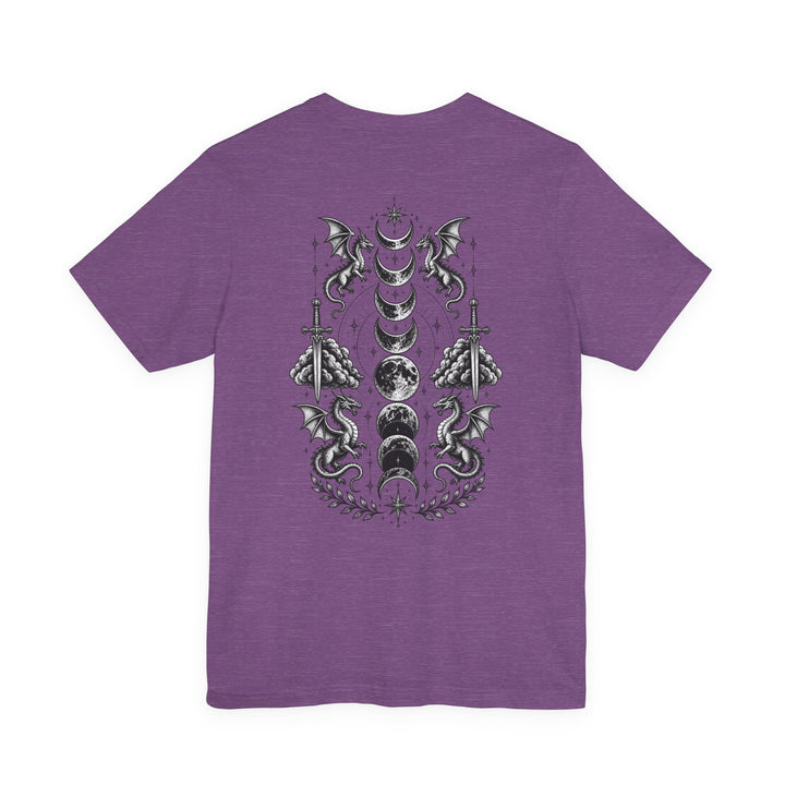 Basgiath Gothic Dragon Tee | BookTok Fantasy Graphic T-Shirt | Dragon &amp; Moon Phase Crest