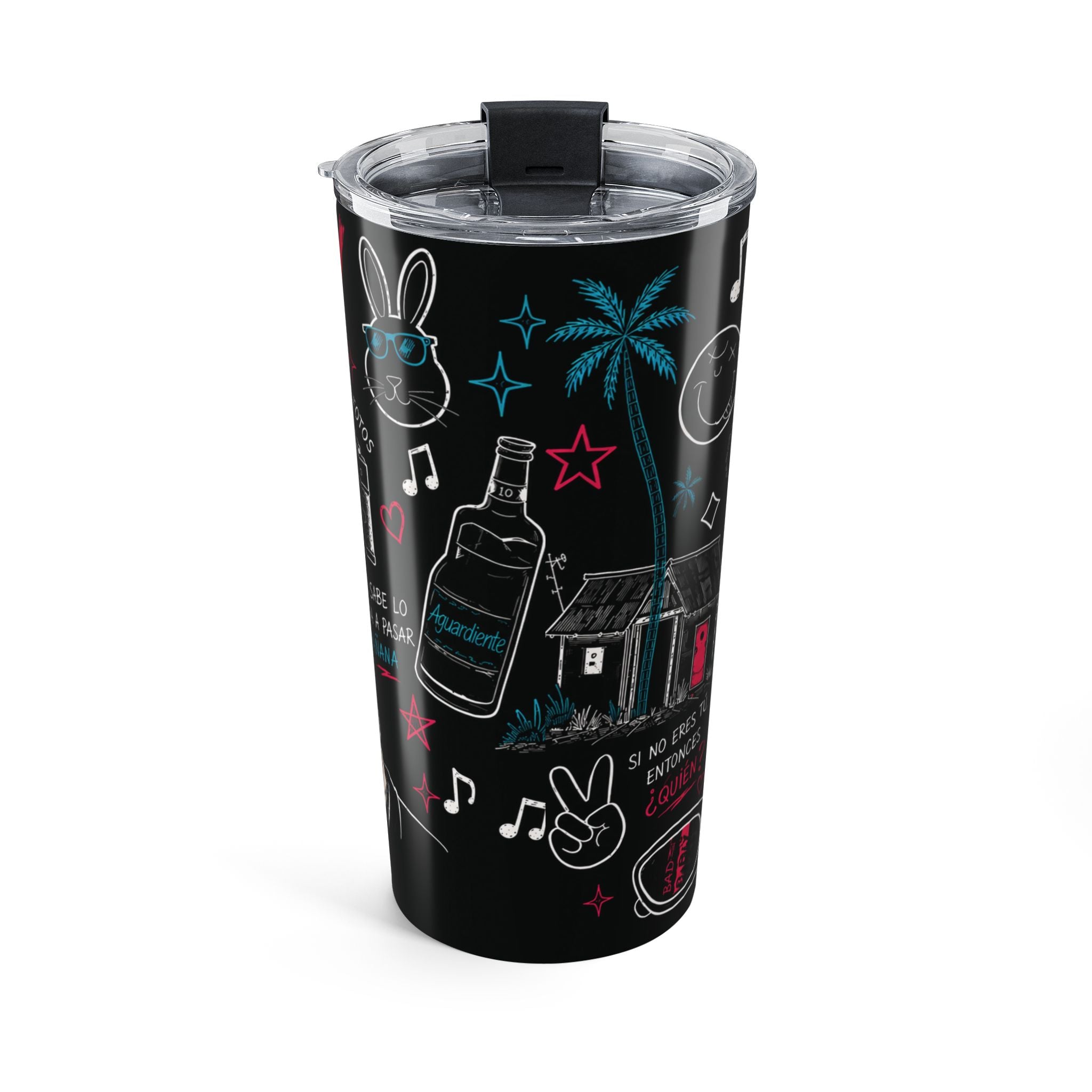 Neon Doodle 20oz Tumbler – Latin Music Fan Travel Cup