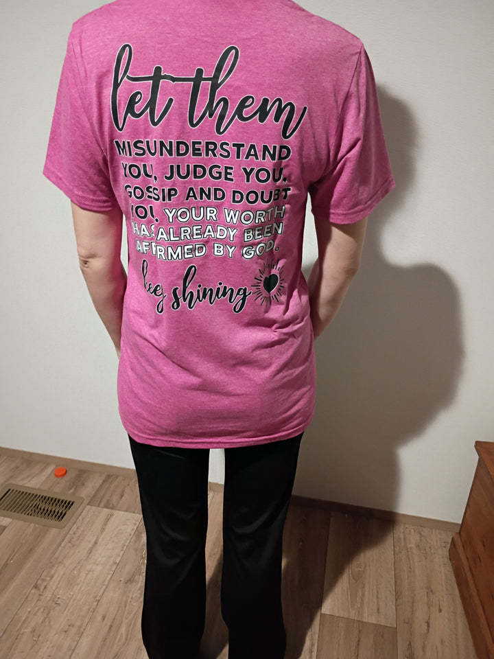 Let Them tee berry pink, back print &