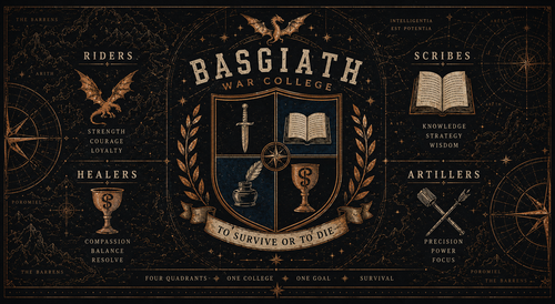 Basgiath Crest Stainless Steel Water Bottle — Adventure Compass & Shield Design
